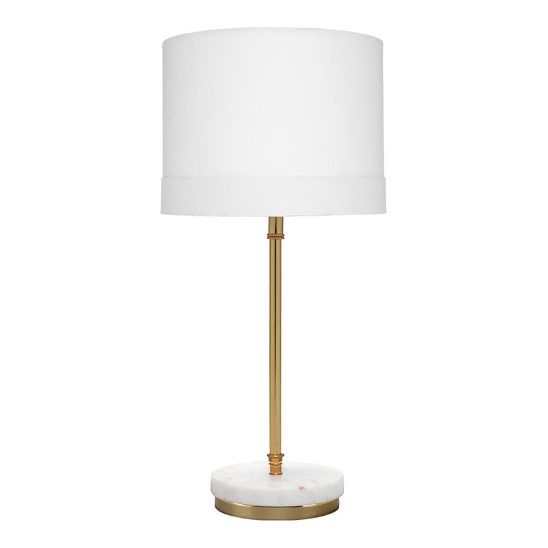 Eden Home Modern Metal and Marble Table Lamp in Antique Brass/White