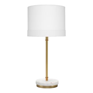 Eden Home Modern Metal and Marble Table Lamp in Antique Brass/White