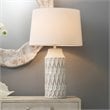 Eden Home Traditional Ceramic and Linen Table Lamp in White Patterned