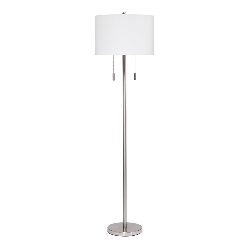 Eden Home Metal Floor Lamp with Classic Drum Shade in Matte Silver