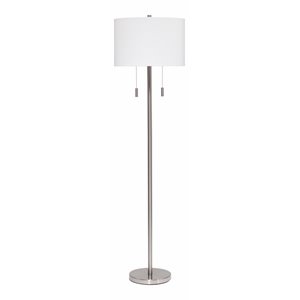 Eden Home Metal Floor Lamp with Classic Drum Shade in Matte Silver