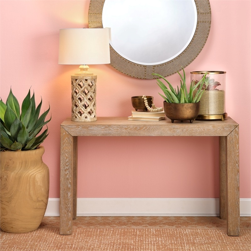 Eden Home Farmhouse MDF Wood/Natural Oak Veneer Side Table in Oak