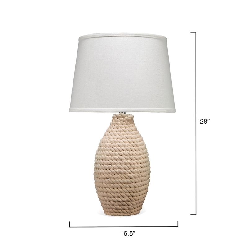 Eden Home 1-Light Coastal Fabric Table Lamp with Tapered Shade in White