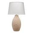 Eden Home 1-Light Coastal Fabric Table Lamp with Tapered Shade in White