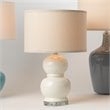 Eden Home Transitional Glass Table Lamp with Classic Shape in Cream