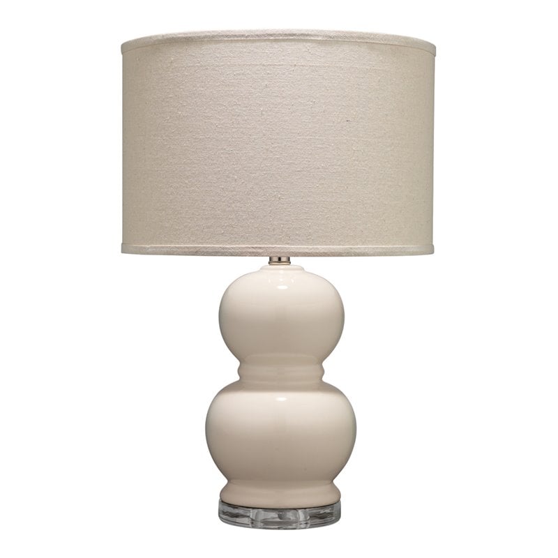 Eden Home Transitional Glass Table Lamp with Classic Shape in Cream