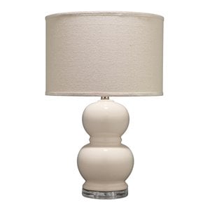 Eden Home Transitional Glass Table Lamp with Classic Shape in Cream