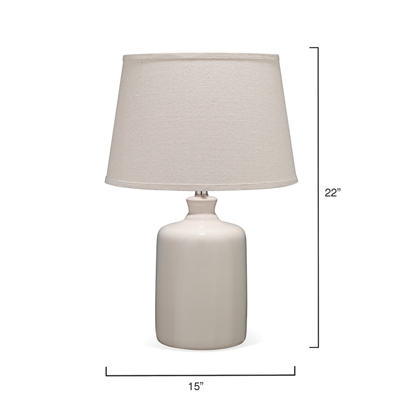 Eden Home 1-Light Transitional Glass Jar Table Lamp with Tapered Shade in Cream