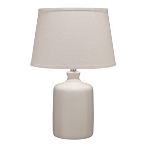 Eden Home 1-Light Transitional Glass Jar Table Lamp with Tapered Shade in Cream