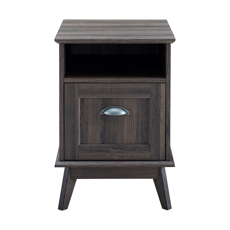 Eden Home Wood Home Office File Cabinet with Drawer in Smoke Oak