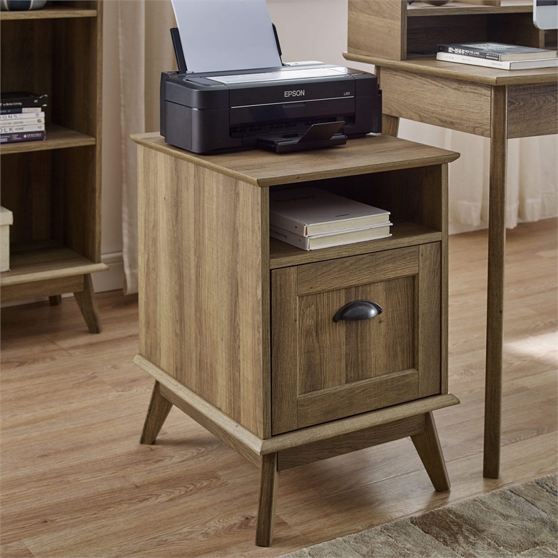 Eden Home Wood Home Office File Cabinet with Drawer in Golden Oak