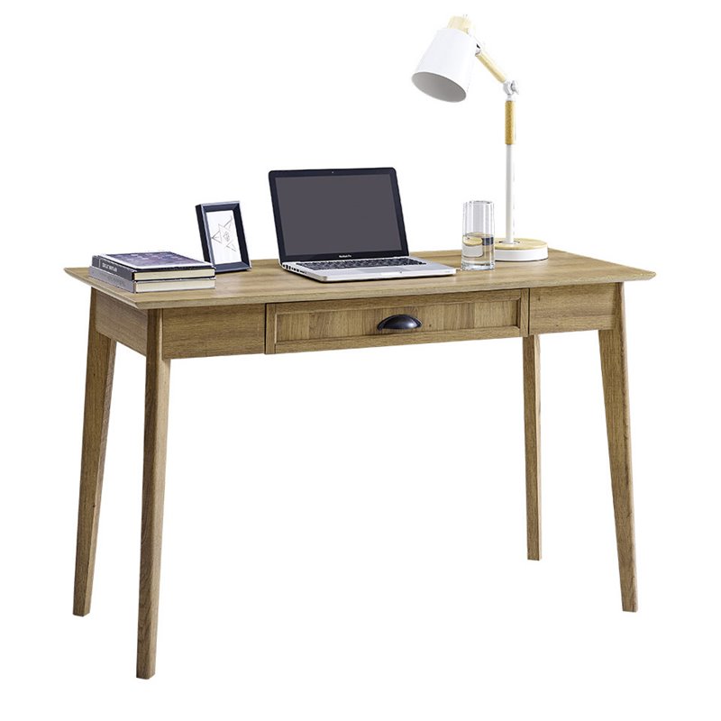 Eden Home Wood Computer/Writing Desk with Drawer in Gold Oak