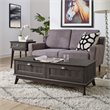 Eden Home Wood Center Coffee Table with 2 Drawers in Smoke Oak