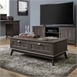 Eden Home Wood Center Coffee Table with 2 Drawers in Smoke Oak