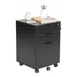 Eden Home 3-Drawer Modern Wood Rolling File Cabinet with Lock in Black