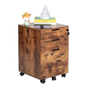 Eden Home 3-Drawer Modern Engineered Wood Rolling File Cabinet in Brown