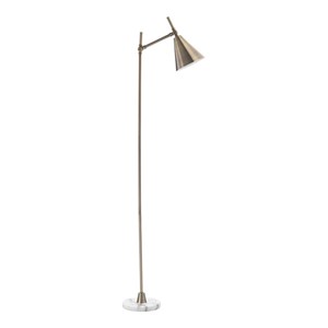 Eden Home 63.5&quot Transitional Metal Floor Lamp in Brass and White