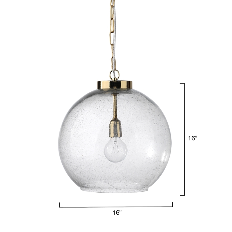 Eden Home 1-Light Farmhouse Metal/Blown Seeded Glass Pendant in Brass