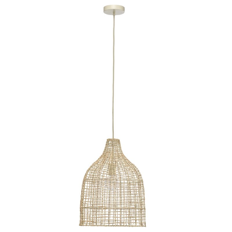 Eden Home Coastal Rattan Whisper Hand-woven Pendant in Mushroom Beige Finish