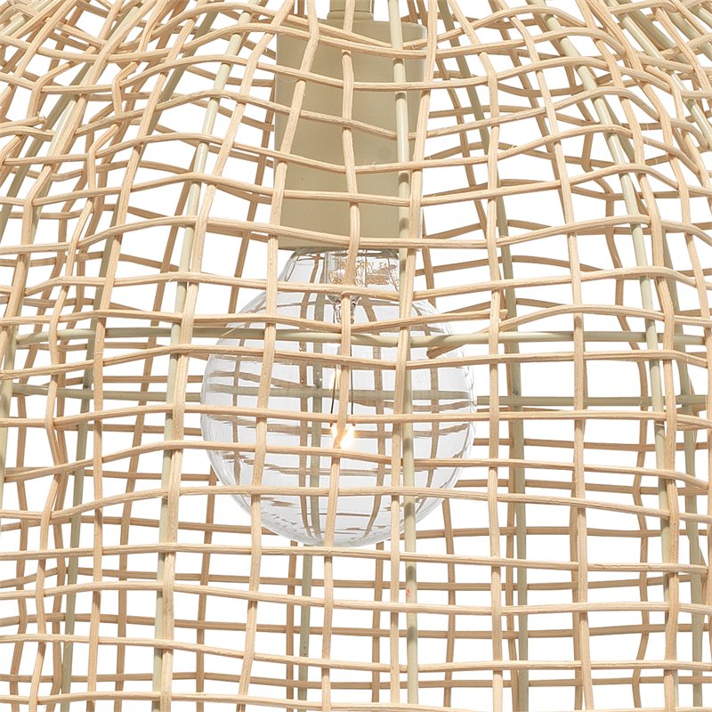 Eden Home Coastal Rattan Whisper Hand-woven Pendant in Mushroom Beige Finish