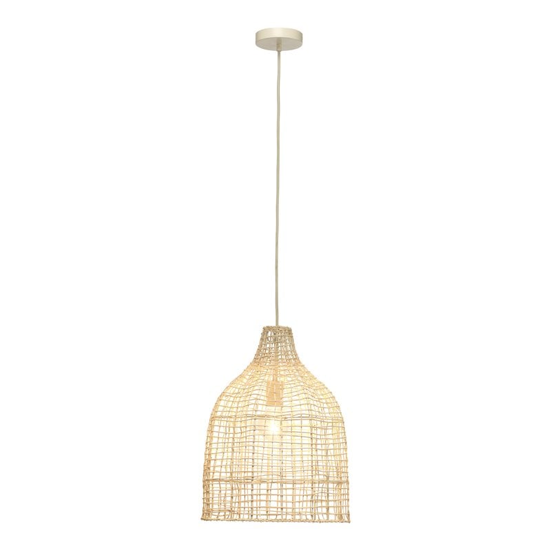 Eden Home Coastal Rattan Whisper Hand-woven Pendant in Mushroom Beige Finish