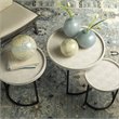 Eden Home Faux Shagreen and Metal Side Table in Ivory/Black