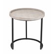 Eden Home Faux Shagreen and Metal Side Table in Ivory/Black