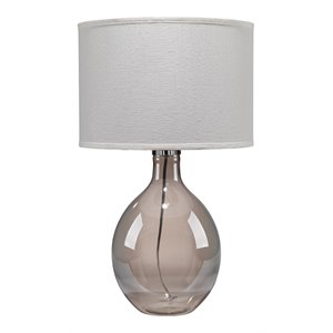 Eden Home 27.5&quot Glass Table Lamp with Linen Shade in Gray