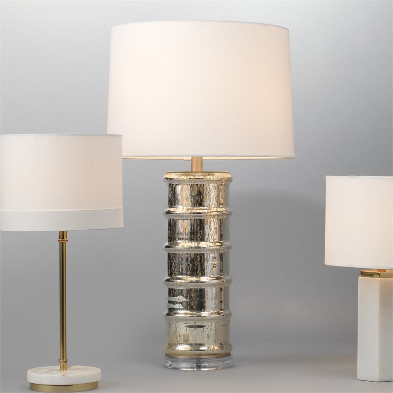 Eden Home Traditional Style Glass Table Lamp in Silver Mercury Finish