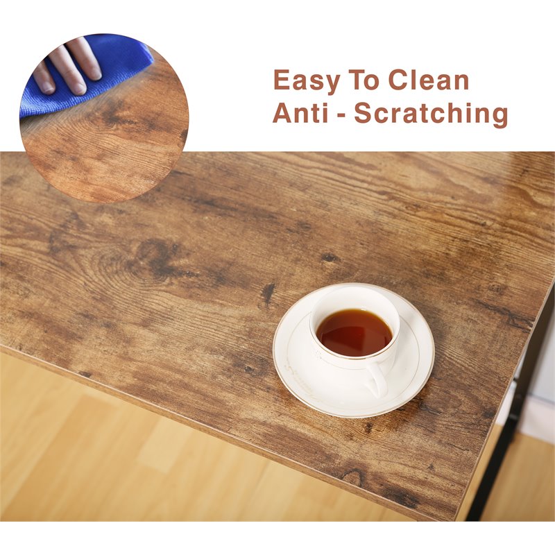 Eden Home Wood Corner Writing/Computer Desk with Bookcase in Rustic Brown