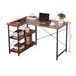 Eden Home Wood Corner Writing/Computer Desk with Bookcase in Rustic Brown