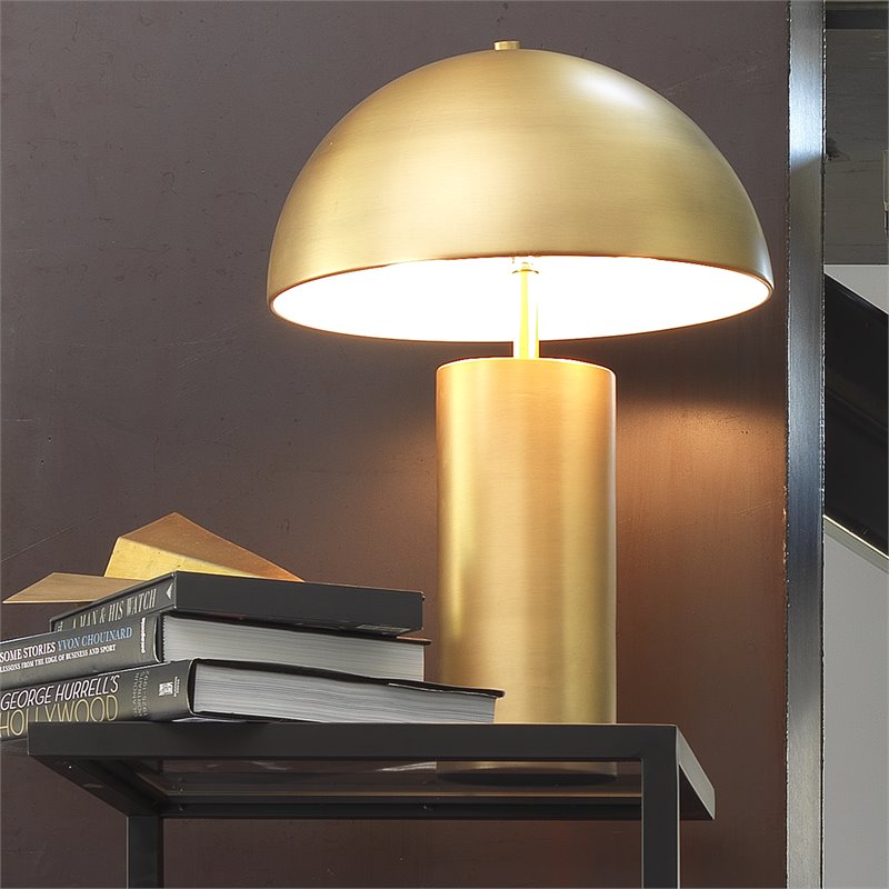 Eden Home Modern Iron Table Lamp with Geometric Shape in Antique Brass