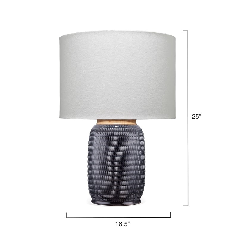 Eden Home 1-Light Transitional Ceramic Table Lamp w/ Linen Shade in White/Cream