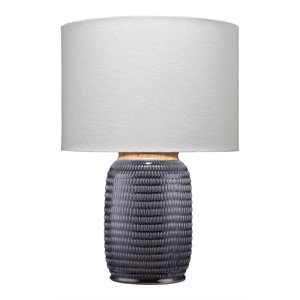 Eden Home 1-Light Transitional Ceramic Table Lamp w/ Linen Shade in White/Cream