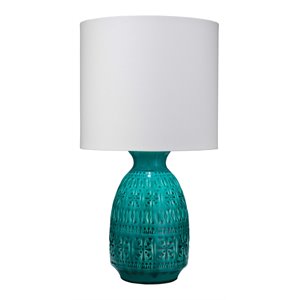 eden home coastal ceramic table lamp with linen shade in cobalt blue