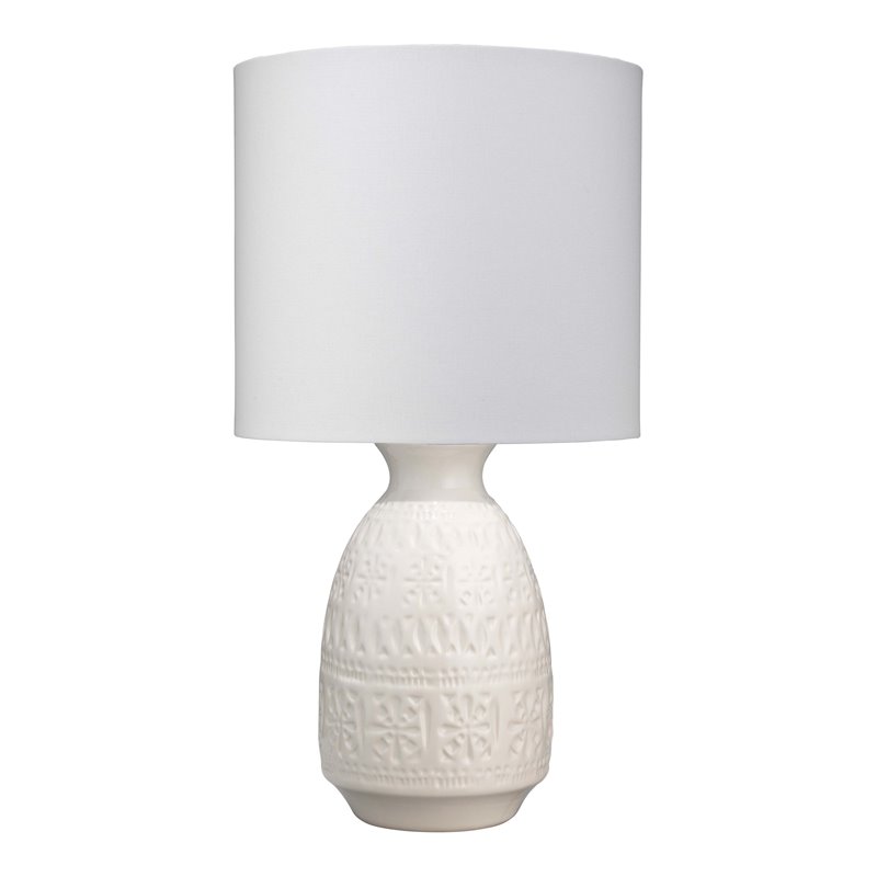Eden Home Coastal Ceramic Table Lamp with Linen Shade in White Finish