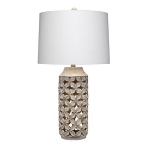 Eden Home Traditional Resin and Linen Table Lamp in Brown/White Washed