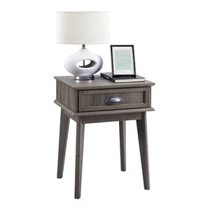 Eden Home Wood End Table with Storage Drawer in Smoke Oak