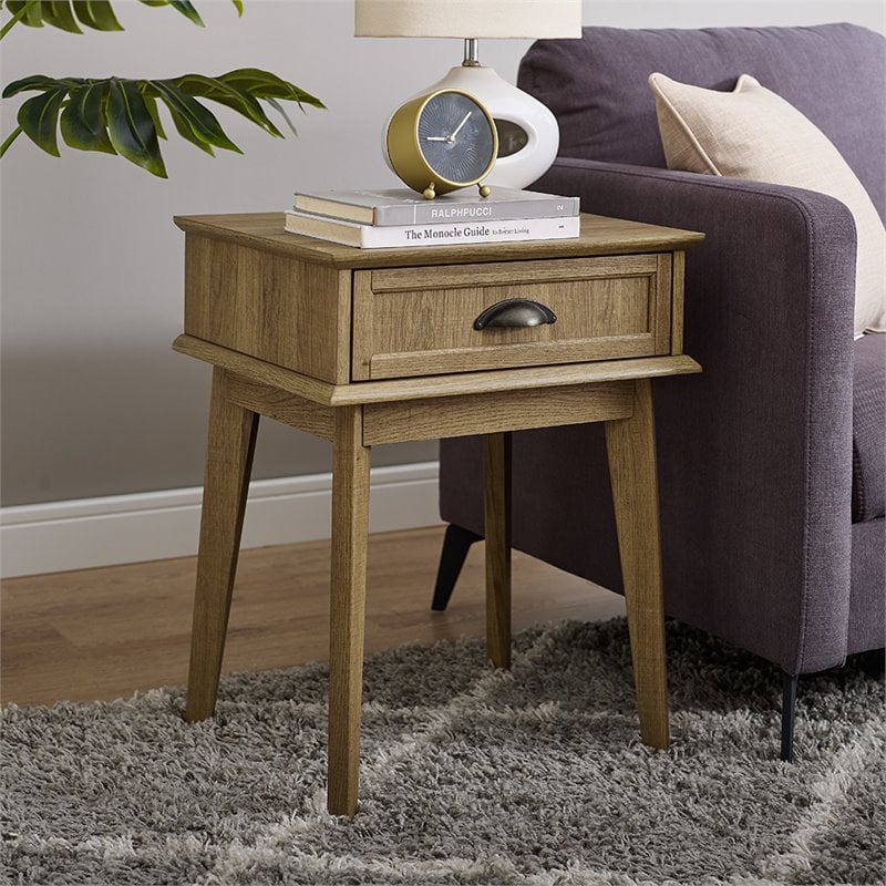 Eden Home Wood End Table with Storage Drawer in Golden Oak