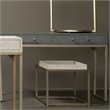 Eden Home 2-Drawer Transitional Faux Leather Console Table in Gray
