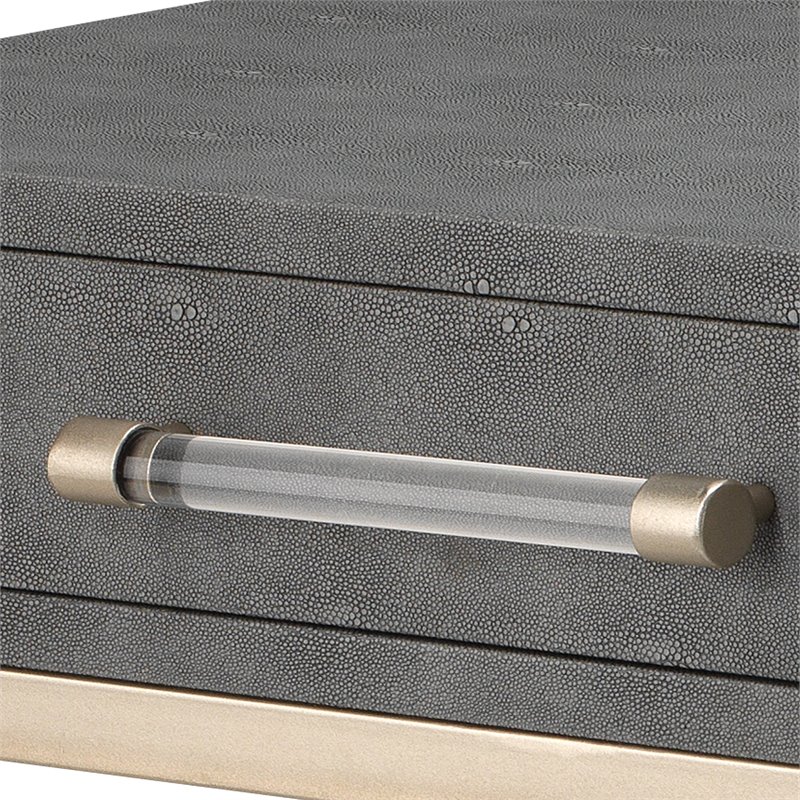 Eden Home 2-Drawer Transitional Faux Leather Console Table in Gray
