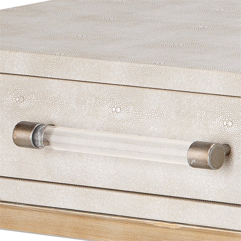 Eden Home 2-Drawer Transitional Faux Leather Console Table in Cream