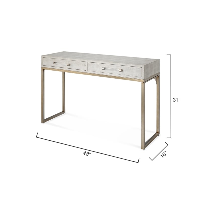 Eden Home 2-Drawer Transitional Faux Leather Console Table in Cream