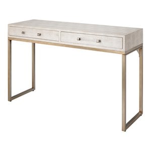 Eden Home Faux Leather Cream Console Table Rectangular 31&quotH x 48&quotW x 17&quotD Unassembled