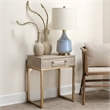Eden Home Transitional Iron Metal/Faux Leather Side Table in Cream