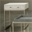 Eden Home Transitional Iron Metal/Faux Leather Side Table in Cream