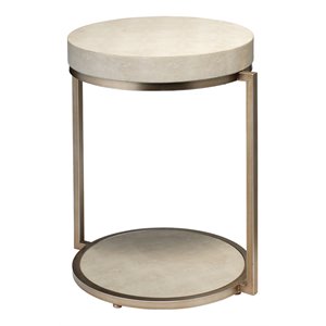 Eden Home Metal Ivory Side Table Round 23.5&quot Unassembled