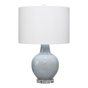 eden home coastal ceramic table lamp with clear acrylic base in blue
