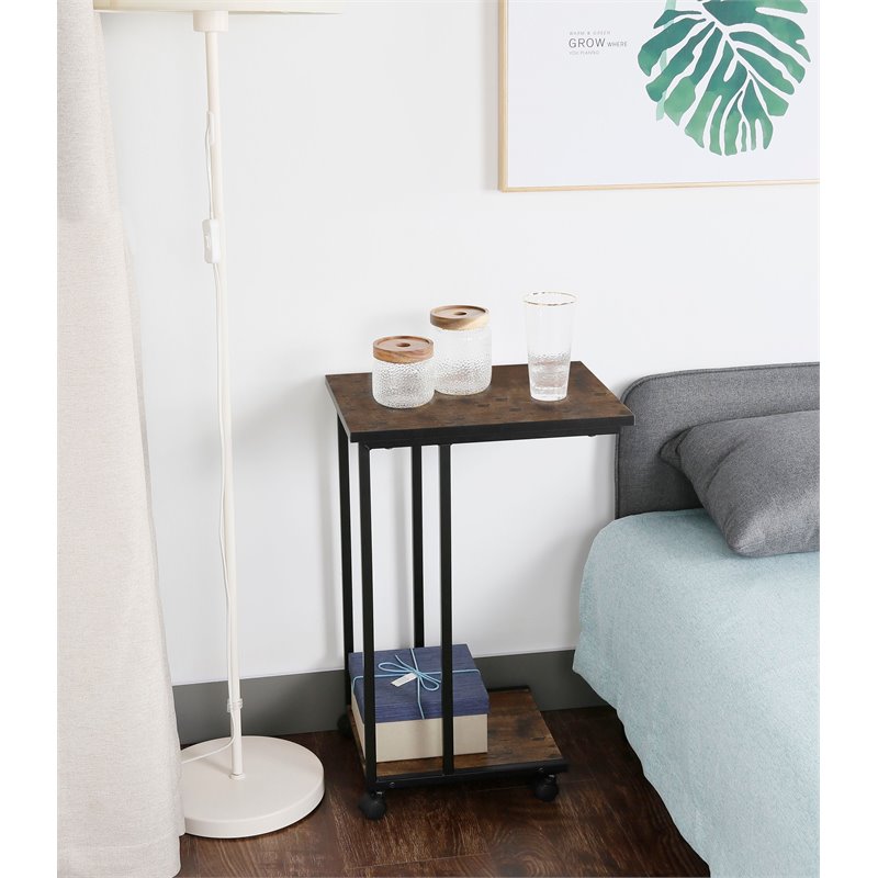 Eden Home Modern Metal End C Table for Small Spaces in Brown