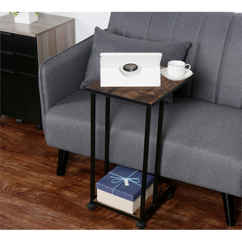 Eden Home Modern Metal End C Table for Small Spaces in Brown